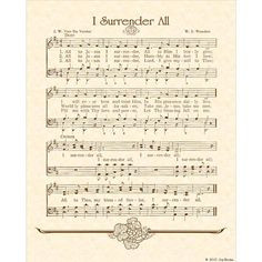 SURRENDER ALL --- 8 x 10 Antique Hymn PIF Pay It Forward Destash ...