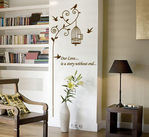 ... -Wall-Decal-Vinyl-Quotes-Birds-W-Tree-Birdcage-Freedom-Peel-And-Stick