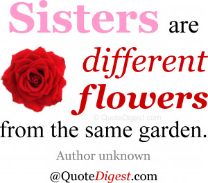 Sister quote: Sisters are different flowers from the same garden ...