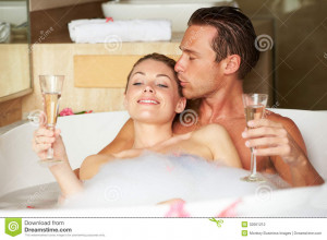 Couple Relaxing Bubble Bath