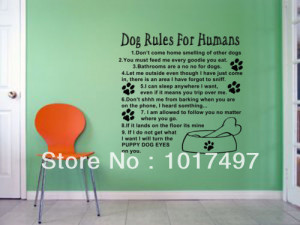 Dog Rules For Humans Wall Art Quote Decal Mural Stickers,cute love dog ...