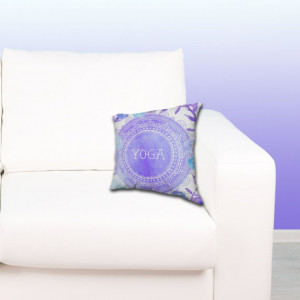 Yoga Pillow - Purple Yoga Mandala Throw Pillow - Lavender Watercolor ...