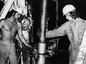 Roughnecks on a drilling rig. The 