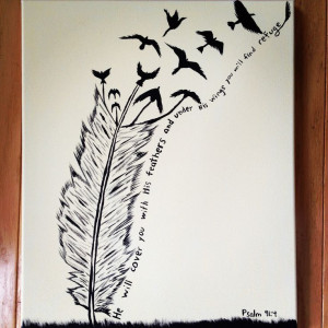 Feather bible verse painting. ohmygoodness I simply must do this.