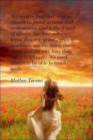 Quote from Mother Teresa about needing more silence in our lives.