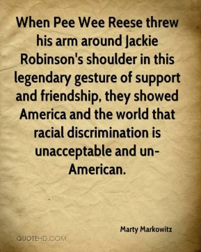 When Pee Wee Reese threw his arm around Jackie Robinson's shoulder in ...