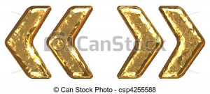 Gold symbol quotes as bars.Letter as grainy bar of gold