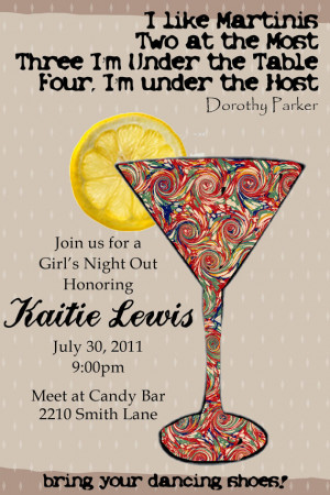 Bachelorette/Girls Night Out Martini Invitation-Print-Your-Own ...