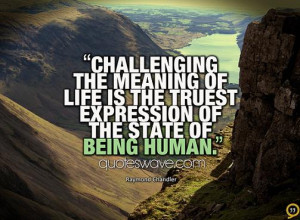 Challenging the meaning of life is the truest expression of the state ...