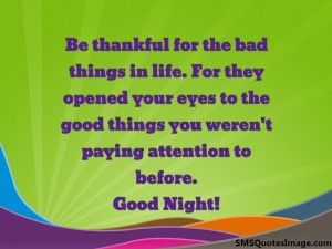 Be thankful for the bad things...