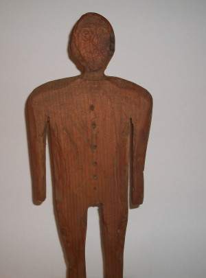 Hand carved (barely) wooden man, no date Collection Jim Linderman