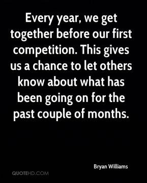 Every year, we get together before our first competition. This gives ...