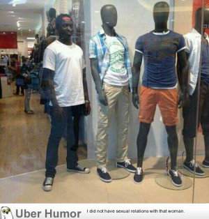 My friend decided to pose with the mannequins at the mall.