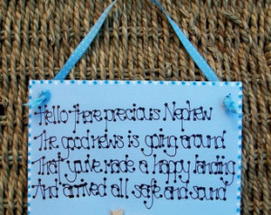 Handcrafted New Baby Newborn Gift & quot;Hello Precious Nephew