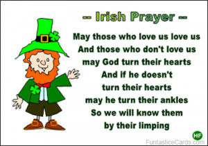 greetings card with irish prayer..e card has pic of cheeky leprechaun ...