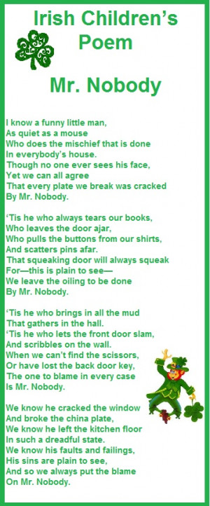 Mr Nobody St Patricks Day Poem