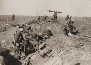 British troops advance during the battle of the Somme in this 1916 ...