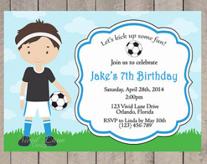 Boy Soccer Birthday Invitation, Sports Invitation, Blue, Red, Boy ...