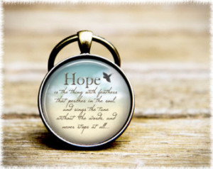 Hope Keychain • Emily Dickinson Quote • Literary Quote Keychain ...