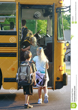 Stock Photos: Kids Getting on School Bus
