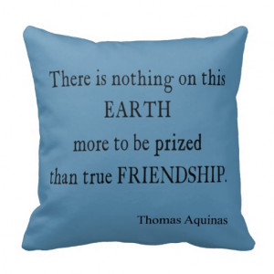 Vintage Blue Aquinas Friendship Quote / Quotes Throw Pillow