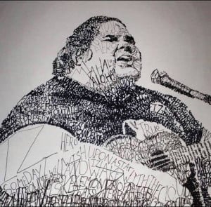 made his portrait using words from his songs. I felt like by doing ...