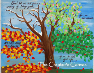 Four Seasons Tree Acrylic Painting Scripture Bible Verse Spring Summer ...