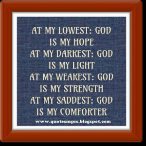 God Quotes About Strength And Hope At my lowest, god is my hope,