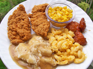 ... Macaroni meal fried chicken mashed potatoes homecooked southern food