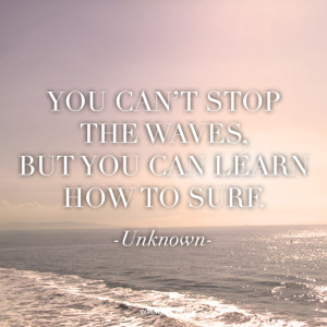 ... waves, but you can learn how to surf. - Unknown (Quote about adapting