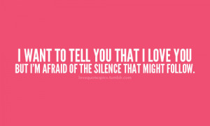 want to tell you that i love you, but i',m afraid of the silence ...