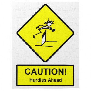 Caution Hurdles Ahead road sign Track and Field Puzzles