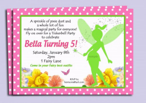 Tinkerbell Fairy Invitation Printable - Pink and Lime with Pixie Dust