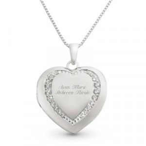 Personalized Sterling Silver Heart Locket w/ Free Jewelry Box Gift