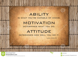 With a bamboo and grunge background, a quote about ability, motivation ...