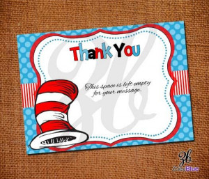 Dr Seuss Thank You Card Cat in the Hat by ZoeyBlueDesigns on Etsy