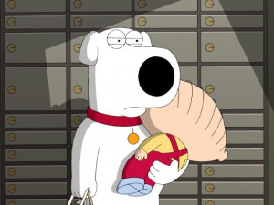 Brian Griffin holding Stewie Family Guy