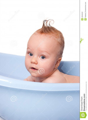 Funny Baby Boy Taking Bath Isolated Stock Image
