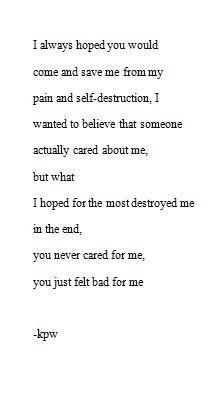 you never cared for me, you just felt bad for me.