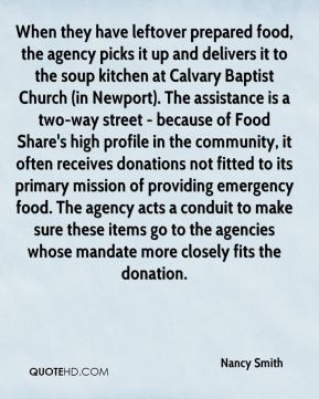 it up and delivers it to the soup kitchen at Calvary Baptist Church ...