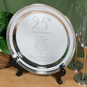 Details about Engraved Wedding 25th Anniversary Silver Plate