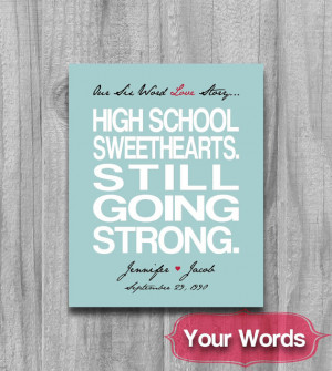 ... Engagement Wedding Gift Typography Poster Names High School Sweetheart