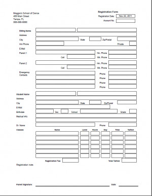 Blank Registration Forms Printable