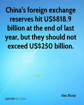 foreign exchange reserves hit US$818.9 billion at the end of last year ...