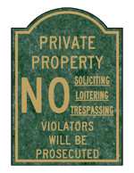 White No Soliciting / Trespass sign makes your No Trespassing message ...