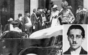 Archduke Franz Ferdinand of Austria and his wife descend the steps of ...