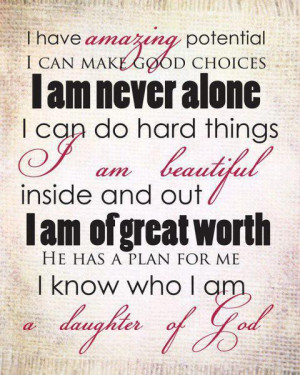 Christian Quotes I know who I am a daughter of God