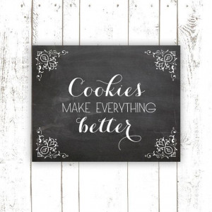 Kitchen Art Print - Chalkboard Art Print Typography with Cookie Quote ...