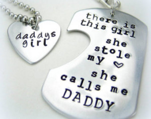Personalized Handstamped Daddy daug hter keychain necklace - There is ...
