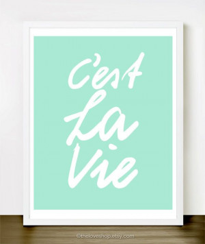 ... - French quote 8x10 inch Print on A4 (in Fresh Mint Green and White
